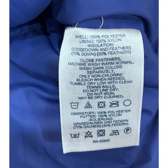 Land's End Women’s Medium Puffer Vest Blue Fair Isle Print Goose Down & Feathers - Picture 5 of 5